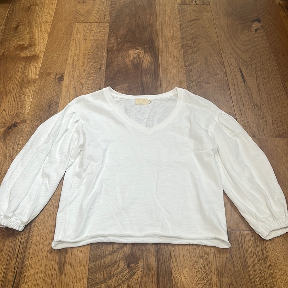 Nation LDT Woman’s White 3/4 Sleeve Top Size XS